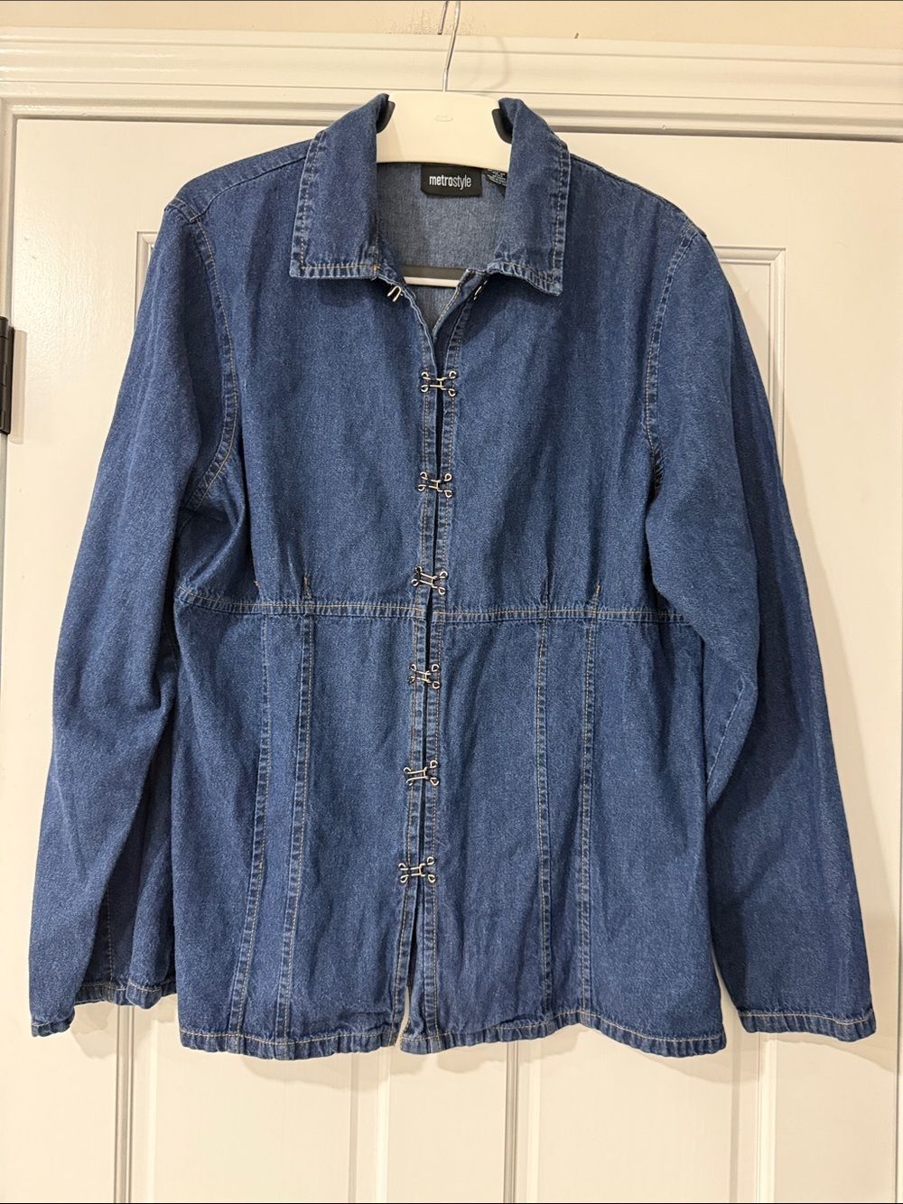 Metrostyle Denim Hook & Eye Jacket Size 18T Blue Cotton Jean Jacket Corset Style